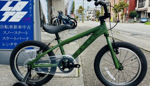 店頭に並ぶグリーンのマリン ドンキージュニア16インチ