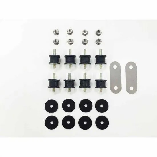 13mm仕様のJYKK純正ブッシュ8個、PEワッシャー8枚、ナット8個、ストッパープレート2枚のセット