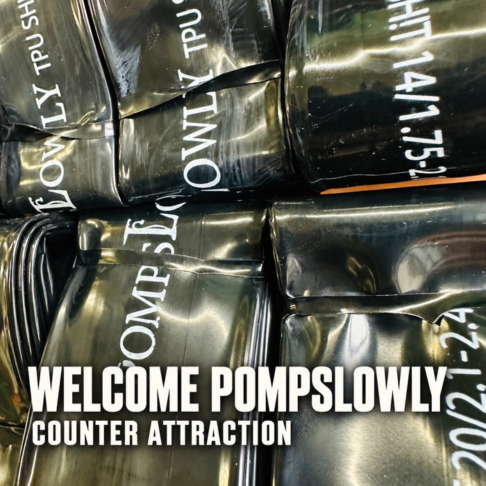 WELCOME POMPSLOWLY / COUNTER ATTRACTIONの文字入りBMX TPUチューブ画像