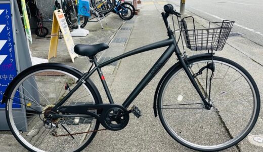 整備済みのカゴ付き中古クロスバイク全体